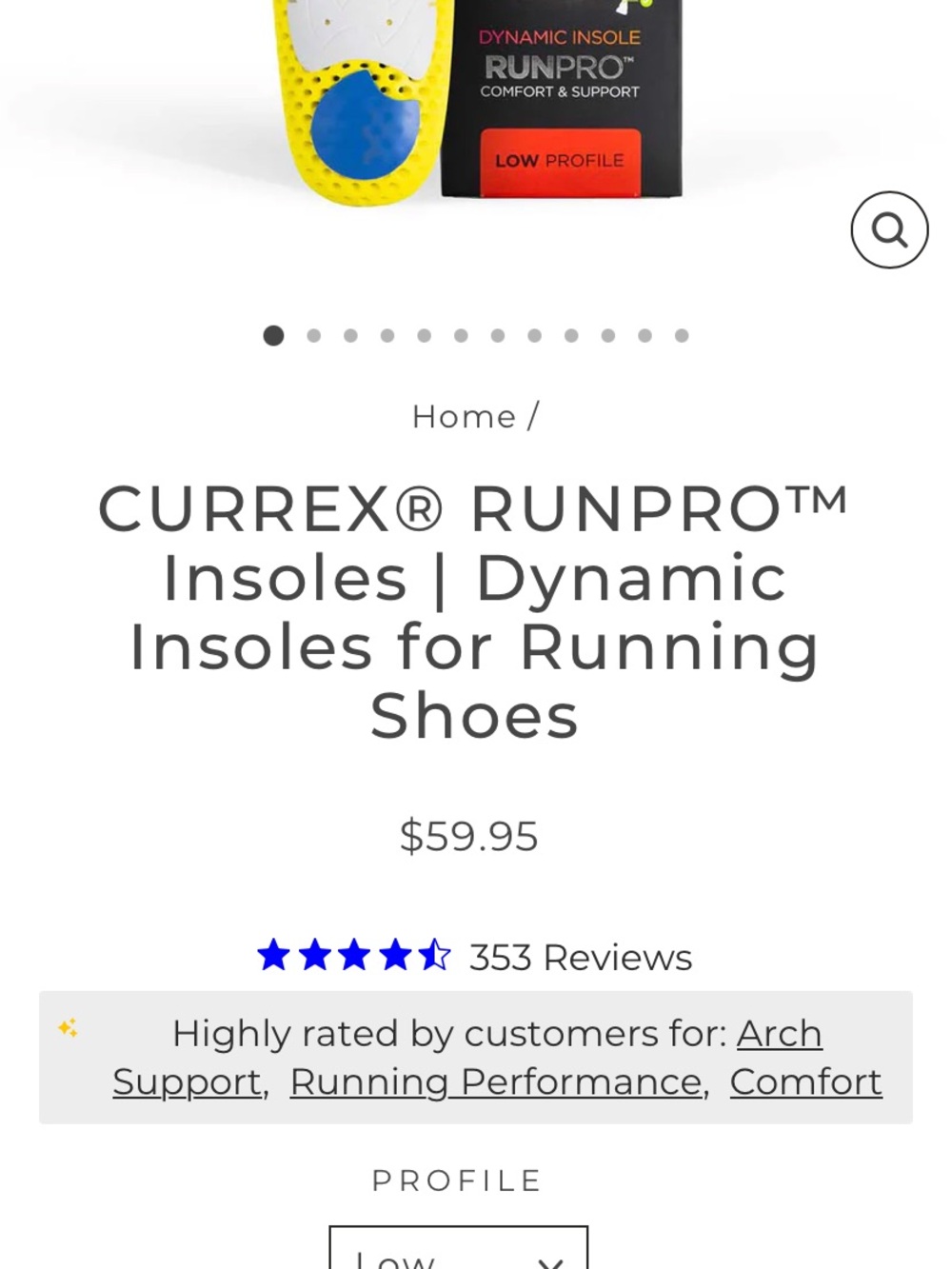 CURREX RUNPRO Low Profile Insoles Size XL New open box